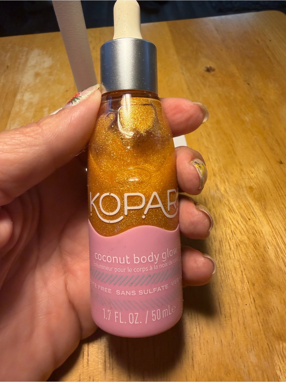 Kopari Coconut Body Glow Oil — Gold Shimmer & Pink Label